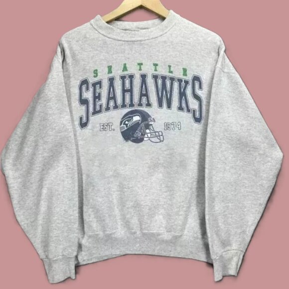 Vtg Seattle Seahawks Football Crewneck Sweatshirt Unisex, Seahawks Sweatshirt - Picture 4 of 4